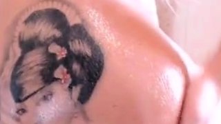 Close up with teen pussy pleased with dildo and vibrator