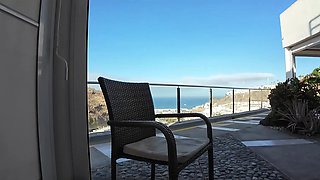 Asian girlfriend only wants dick from behind on a public balcony