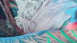 Tattooed Pornstar in Lingerie DP Herself with Crazy Dildos