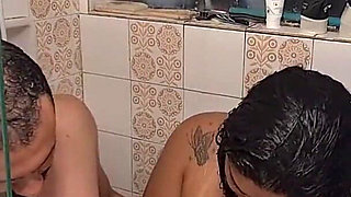 Pleasure Bath: Nicoly Mattos Took Lots of Cum on Her Little Ass Under the Shower!