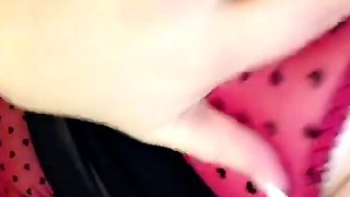 Amateur housewife pussyrubs while jerking POV