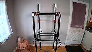 Bondage and submission initiation for naked busty MILF