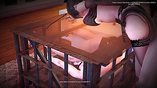 B033 Ntr Husband Locked in Cage by Wife to Watch Him Having Sex with Lover