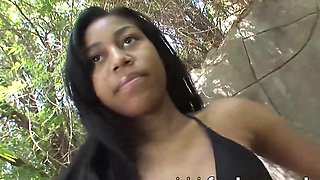 Naughty Teen Gets Horny Outdoors, Begs for Hard Cock and Gives Deep-throat Worship