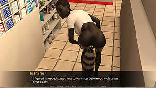 ATM Adventures- 5 - Gameplay - Roleplay - Ebony Shop Clerk with Anal Plug, Pissing While Fucking