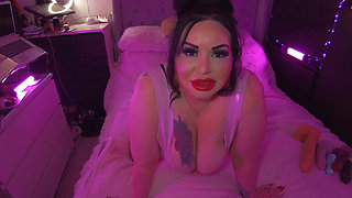 Pink Latex - BBW Deep Throats Her Toys!