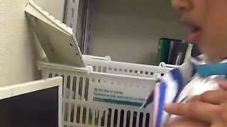 Brunette Asian MILF in Uniform Deepthroats Thick Cock