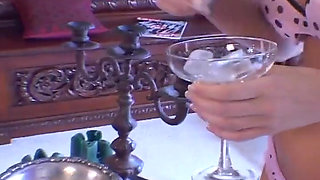 Cock-hungry Brunette Sips Cum with Ice After Wild Fuck