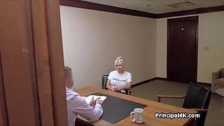 Bikini milf blows head teacher at his office