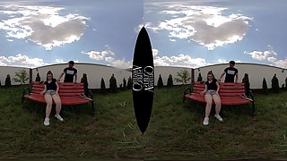 Petite Step Sis Couple's Wild Public Passion on Bench