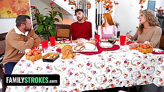 Redhead Stepsisters Arietta Adams & Cherry Fae Share Stud After Thanksgiving Lunch - FamilyStrokes