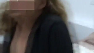 My Stepmother Obliges and Lets Me Cum on Her Tits, Rubbing the Semen on Them.