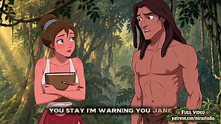 Jane and Tarzan First Contact: He Explores Her Naked Body in Jungle Sex