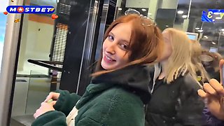 Double Blowjob In the Car Before Real Sex At a Public Cinema