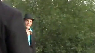 3some ass and pussy fuck in the middle of the road on the car