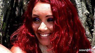 Redhead Curly Hair Latina Teen Marcia Rough Outdoor Sex at the Beach