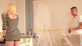 Astonishing blonde takes cock in pussy and butt