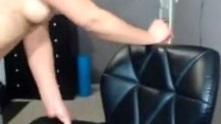 Petite Chick stripping and bending over