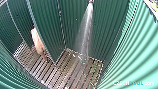 Czech Pool 56 Public Shower Fantasy with a Wet Brunette