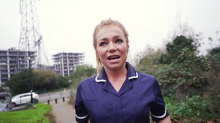 Beautiful long-haired Jessica Jenkins gives a great blowjob.