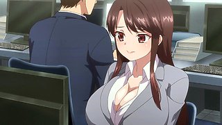 Busty MILF agent rides loud creampie floods in front of all