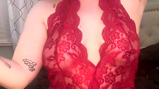 Just a Sexy Girl in Glasses and Lingerie Playing with Herself