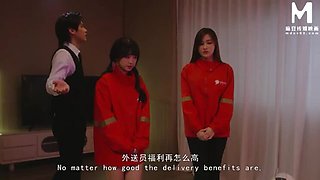 Asian CEO Bossy President Fucks Big Tits Secretary for Pussy Joy - Threesome Blowjob Doggystyle