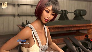 Hot blonde character in a 3D erotic visual novel with big tits and gameplay walkthrough