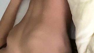 Amateur young brunette enjoys dildo on solo masturbation