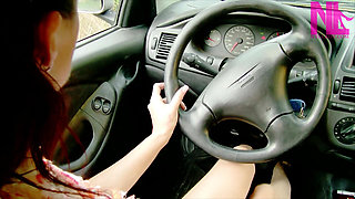 Reckless Revving Play Punishing My Car in Black Suede Sharp Heeled Louboutins