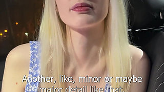 Fucked Busty Sexy Blonde in a Car and Came on Her Face