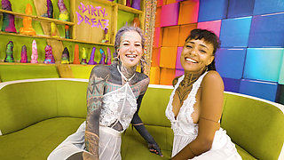 Tattooed Lesbian Strap-on Fuck Squirting and Piss Play