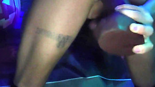 Krystall Cox Riding Another Huge Dildo to Gape and Prolapse