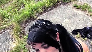 Gothic German babe POV fucked outdoor