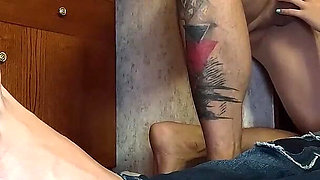 Topless Footjob, Blowjob & Cum on My Toes in Skinny Jeans