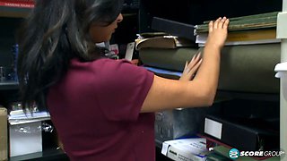 Office high jinks with Jade, a beautiful young brunette who gets naughty in her workplace.