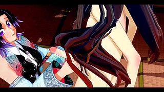 Demon Slayer Futanari - Shinobu X Nezuko Hardsex - Japanese Asian Manga Anime Game Porn