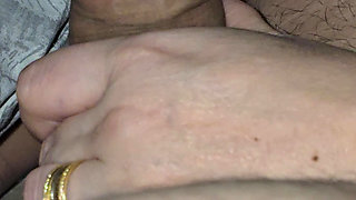 Step mom hand slip into step son big dick in erection for a handjob
