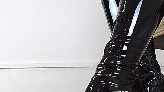 Shoeplay in Extreme High Heel Thigh High Boots and Pantyhose (shoe Collection) - Dame Olga