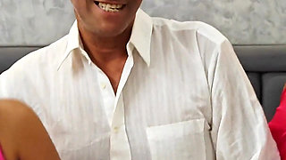 Indian Husband Caught Having Sex and Licking Pussy with His Two Wives in Hotel Desi Hindi Threesome Video