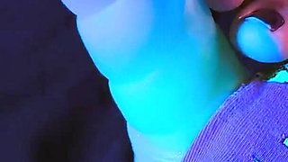 Young Girl with Beautiful Feet Masturbating with a Unicorn Horn Dildo