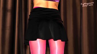 857 Shiny Pink Seamless Pantyhose