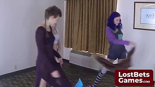 First Time Lesbian Threesome - Aften Opal & Celestina Blooms Strip Naked in Hot Game Bet