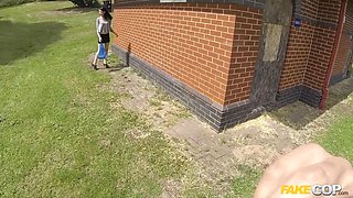 Policeman in uniform nails 18 usa in the ass in a barn - faux cop