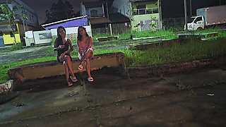 Two Hot Girls Caught Him Masturbating Inside the Car and Helped Him Cum