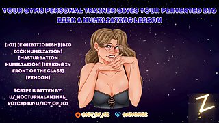Your gym's private trainer Joyofjoiva teaches your naughty big dick a humiliating lesson
