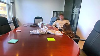 Caught getting a blowjob by the office slut secretary