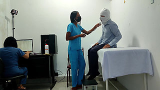 It Happened at the Clinic!! a Female Doctor and Nurse Seduce a Patient. They Fuck Him on the Stretcher