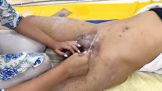 "Hey, can you do me a favor?!" The mischievous stepbro asks his stepmsis to waxing him.