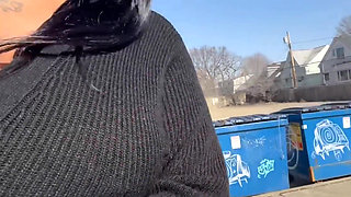 Walking Around Naked Fucking My Pussy with Vibrator on a Public Fly Over Bridge